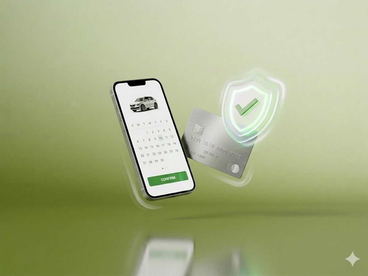 Réservation d'une voiture sur smartphone avec paiement sécurisé